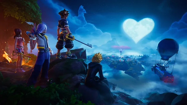 Sora and friends looking out over the Island, from the KINGDOM HEARTS in-game news