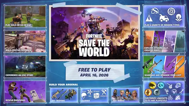 Save the World free-to-play promo, April 16, 2026