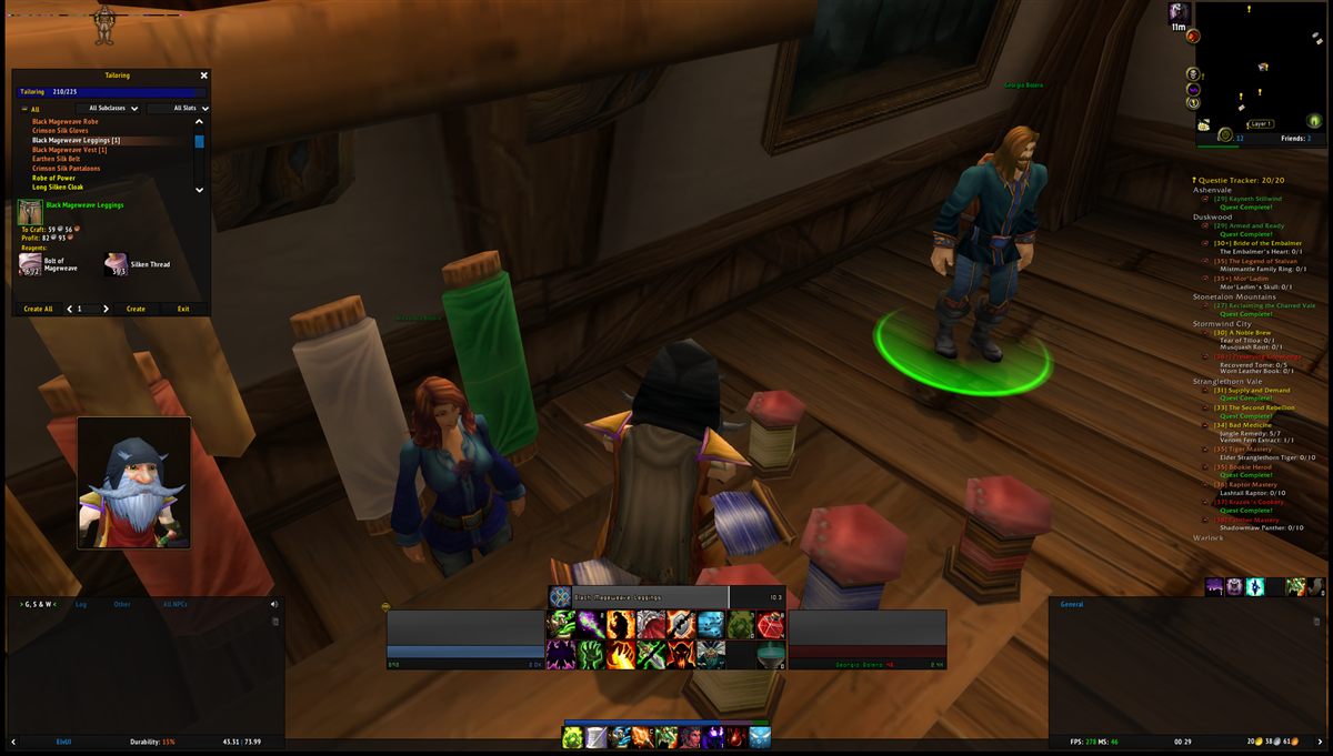 A game session with the companion running; the bridge strip is the thin line in the top-left corner