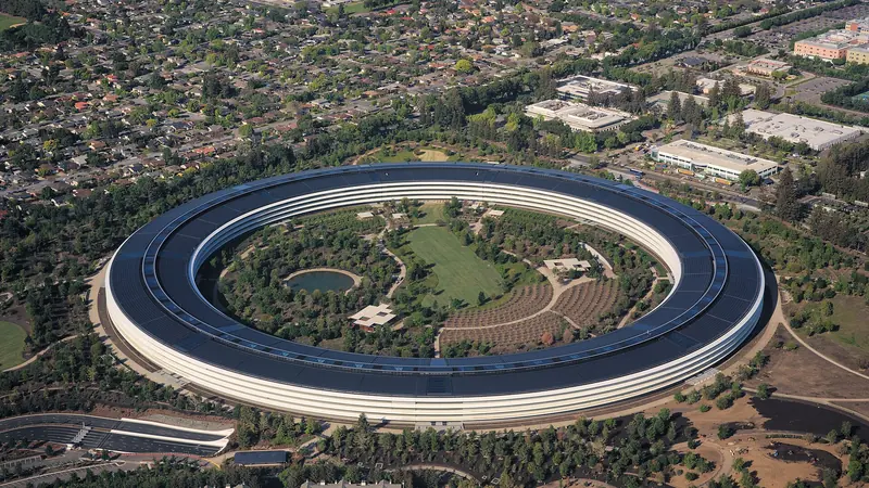 Apple Park in Cupertino from the air