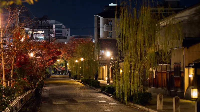 The streets of Gion, Kyoto, at night