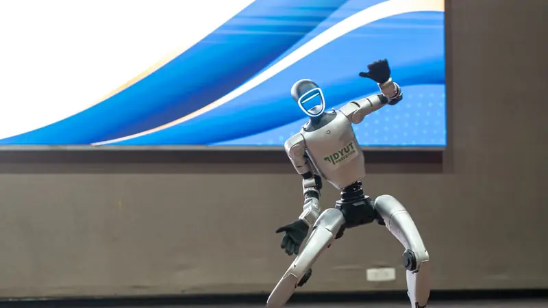 A humanoid robot at an exhibition
