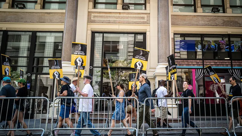 A SAG-AFTRA picket line in 2023