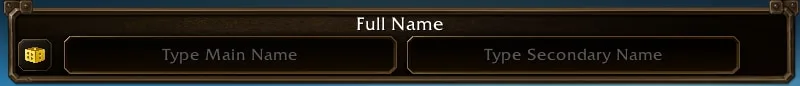 The two-part name box at character creation.