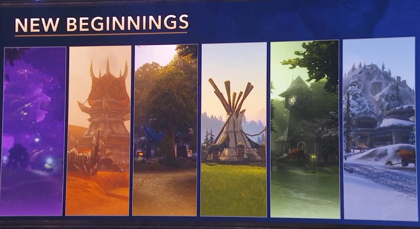 Blizzard's BlizzCon slide: new beginnings in every starting zone.