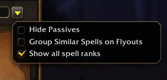 The spellbook option that shows every rank again.